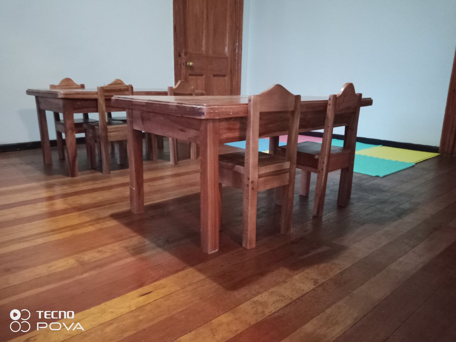 Wooden classroom tables