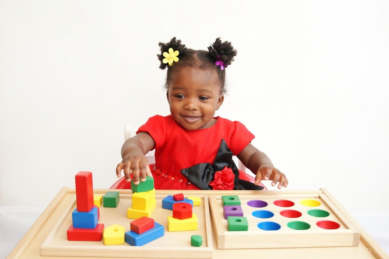 Nido baby with Montessori blocks