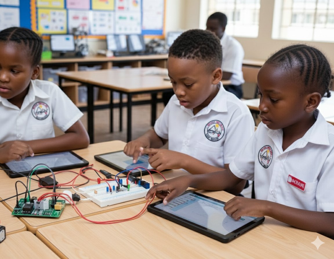 Learners doing STEM coding project